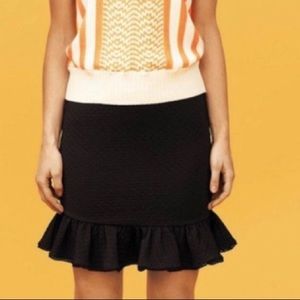 ANTHROPOLOGIE Postmark Basal Flounced Black Skirt